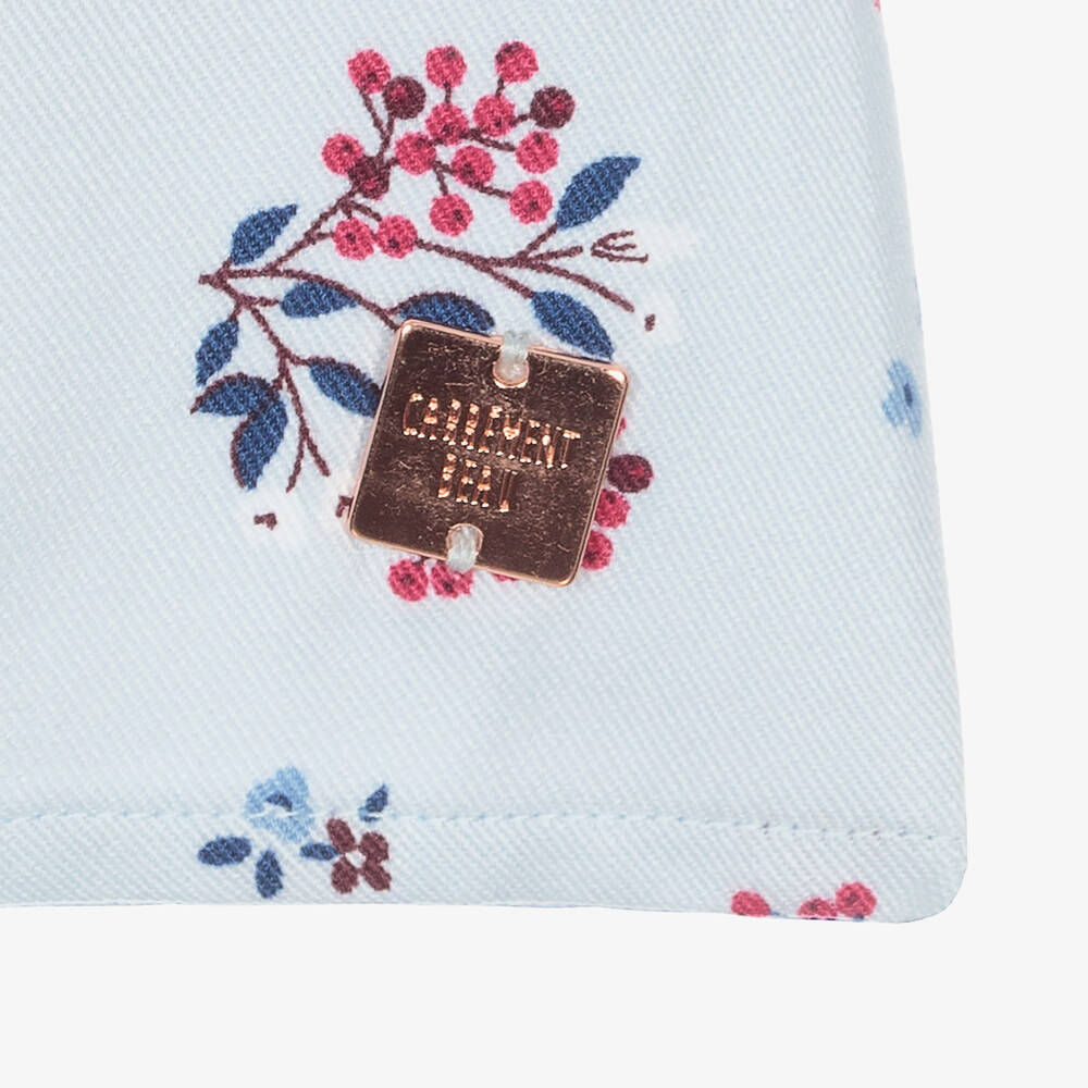 كاريمون بو-بلوز أطفال بناتي فيسكوز تويل لون أزرق وزهري بطبعة ورود | Childrensalon Outlet