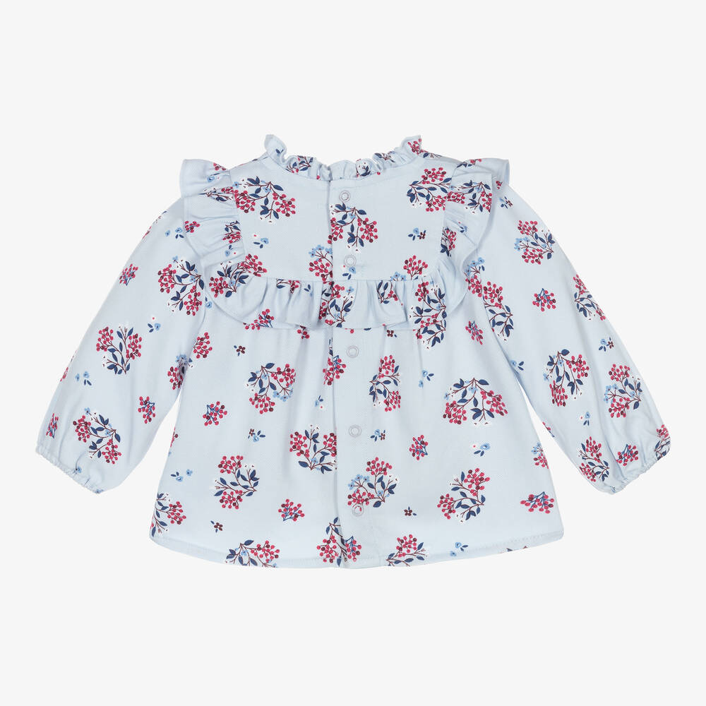 كاريمون بو-بلوز أطفال بناتي فيسكوز تويل لون أزرق وزهري بطبعة ورود | Childrensalon Outlet