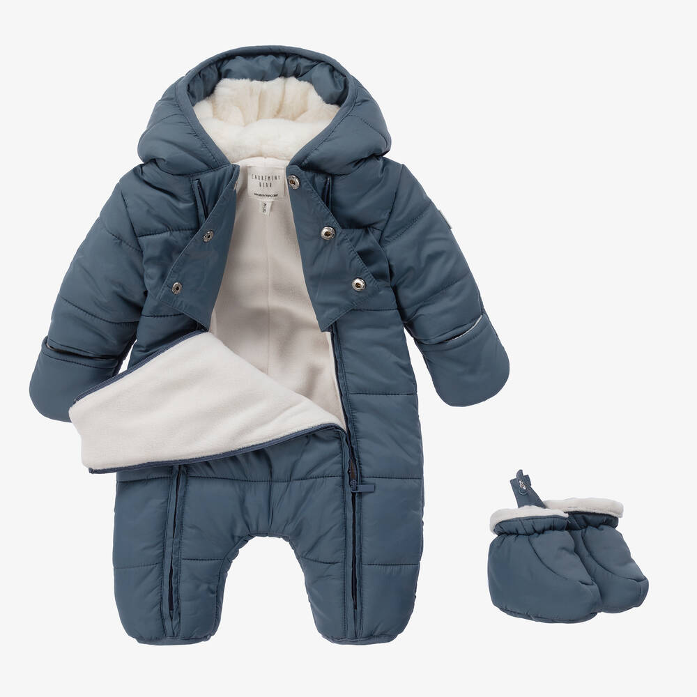 Carrément Beau-Blue Puffer Baby Snowsuit | Childrensalon Outlet