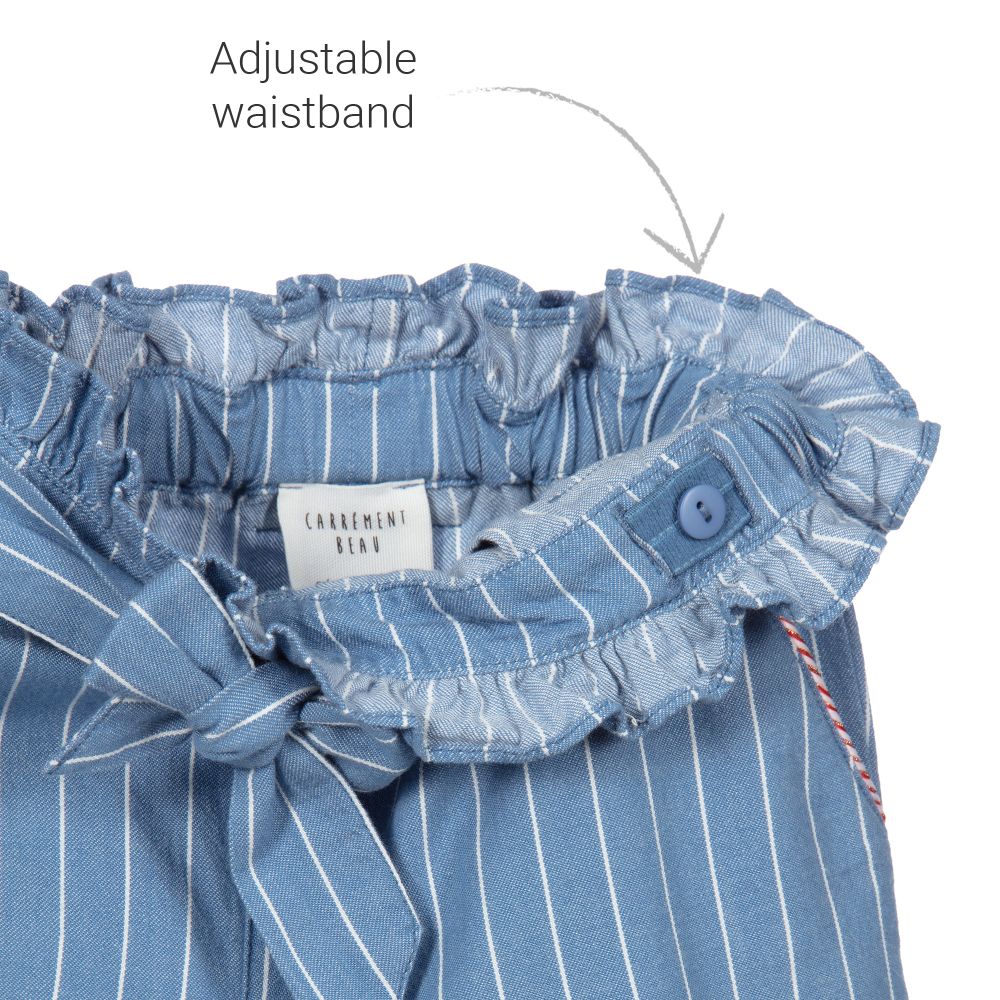 Carrément Beau-بنطلون قطن لون أزرق و أبيض للبنات | Childrensalon Outlet