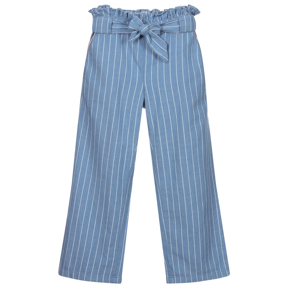 Carrément Beau - Pantalon bleu et blanc en coton | Childrensalon