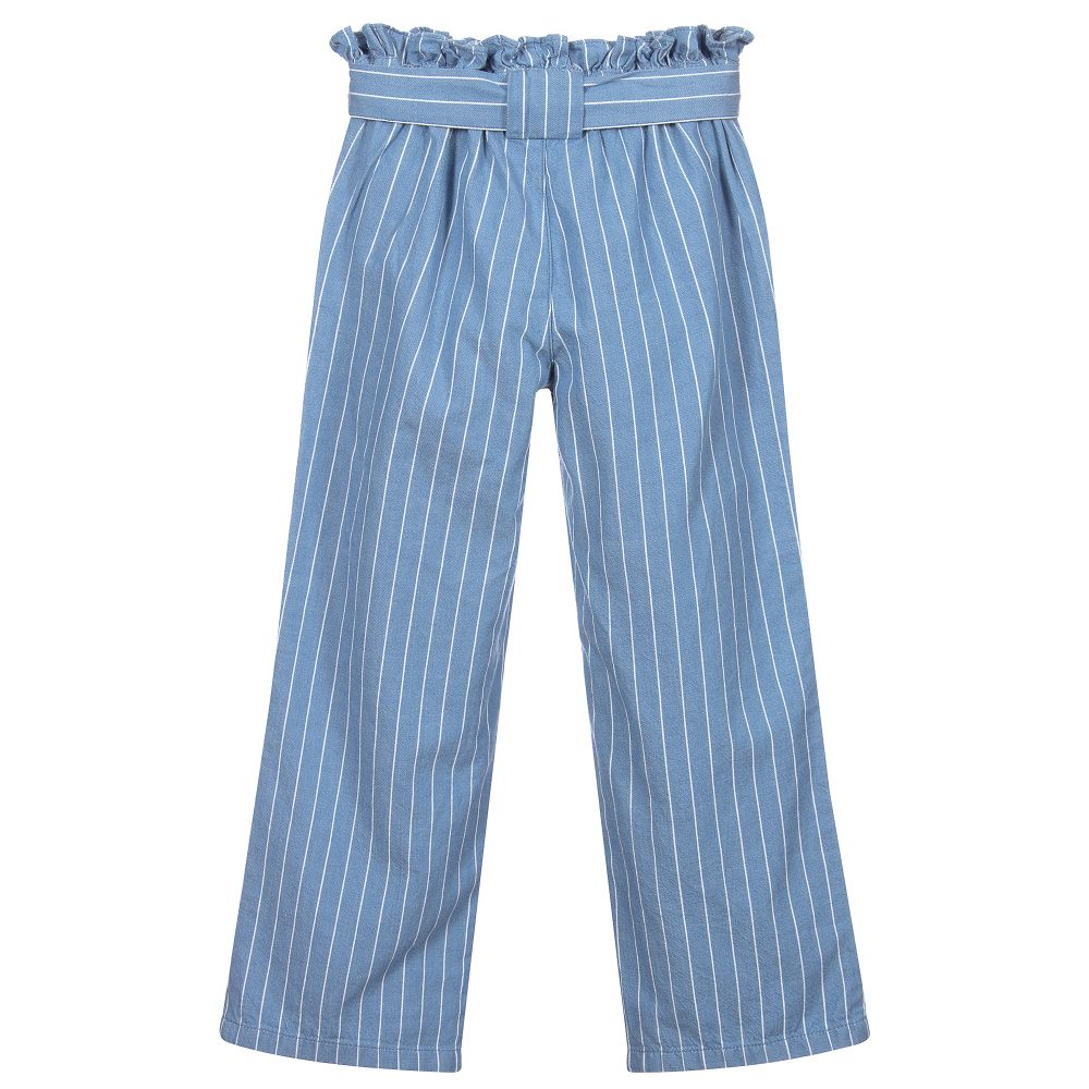 Carrément Beau-بنطلون قطن لون أزرق و أبيض للبنات | Childrensalon Outlet