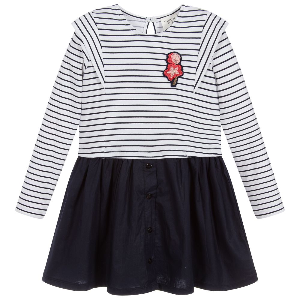 Carrément Beau - Blue & White Stripe Dress | Childrensalon
