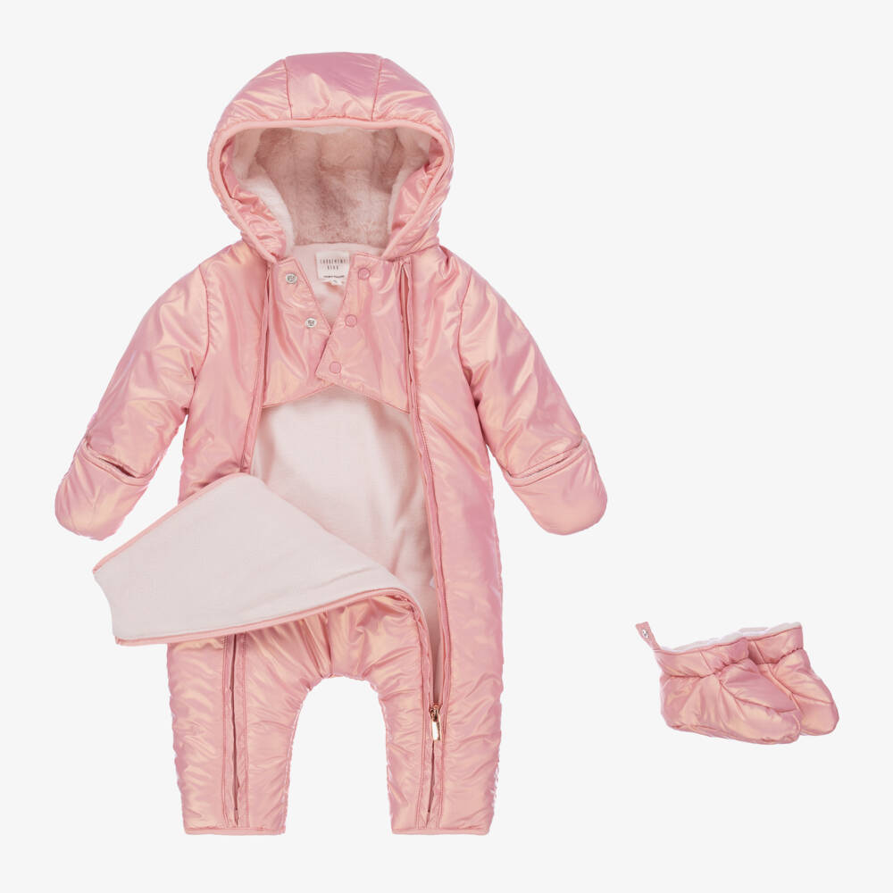 Carrément Beau-Blush Cozy Hooded Snowsuit for Girls | Childrensalon Outlet
