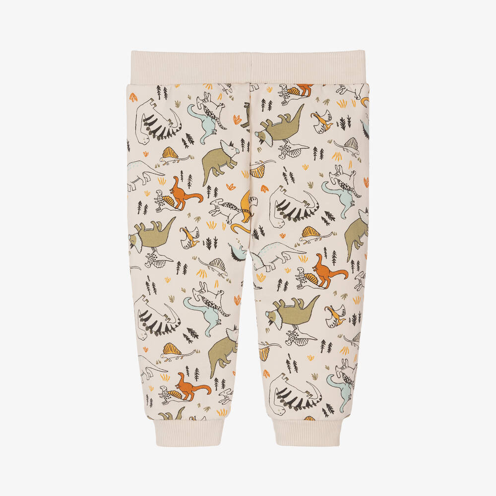 Carrément Beau-Boys Beige Organic Cotton Dinosaur Joggers | Childrensalon Outlet