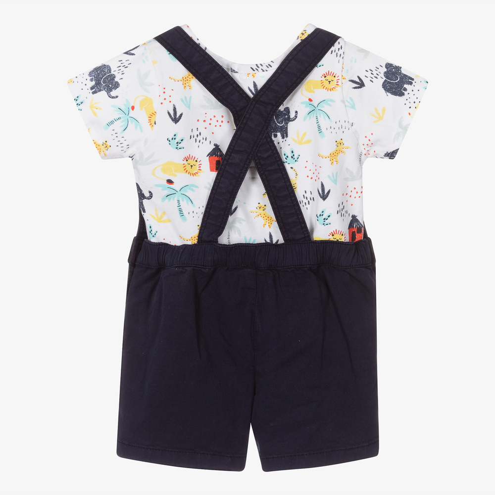Carrément Beau Boys Blue Animals Dungaree Set Childrensalon Outlet
