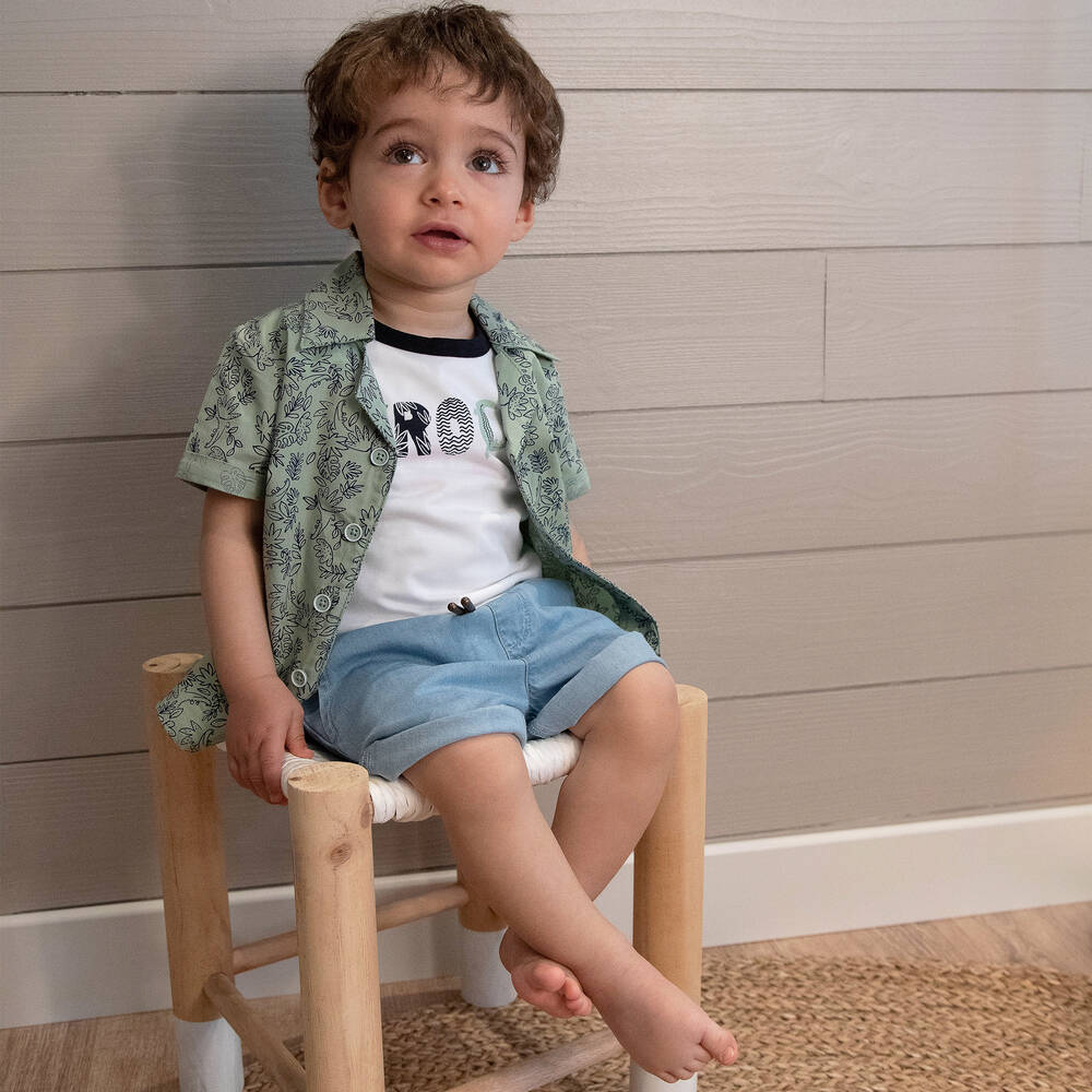 Carrément Beau-Boys Blue Cotton Chambray Shorts | Childrensalon Outlet