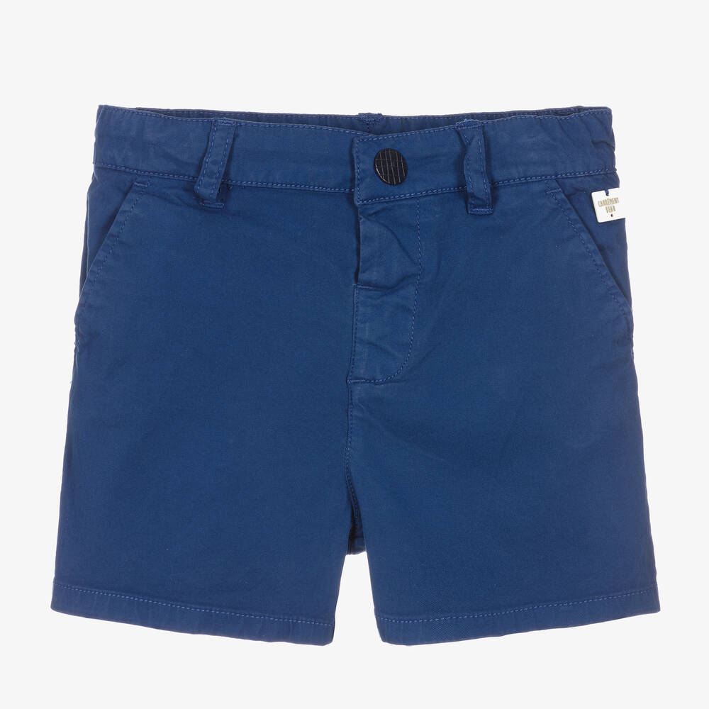 Carrément Beau - Boys Blue Cotton Twill Shorts | Childrensalon