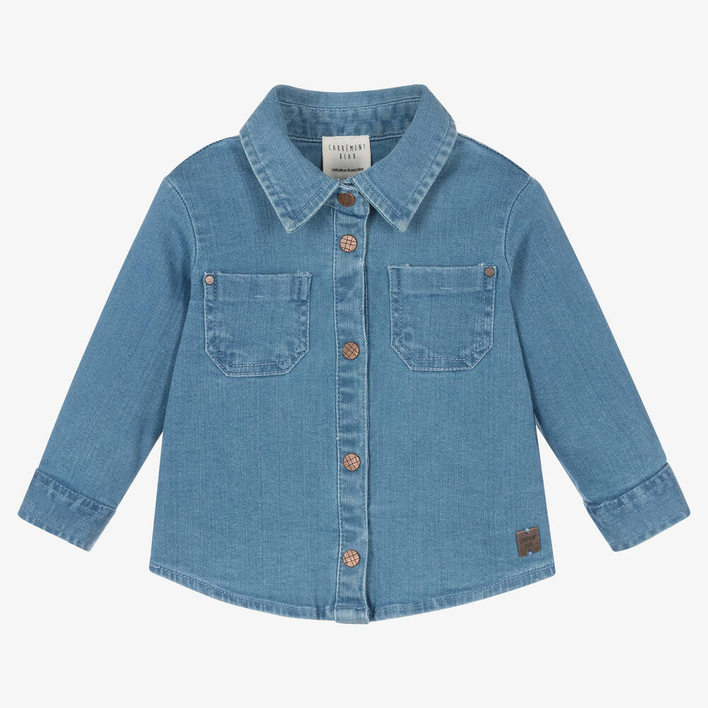 Carrément Beau-قميص أطفال ولادي قطن دنيم لون أزرق | Childrensalon Outlet