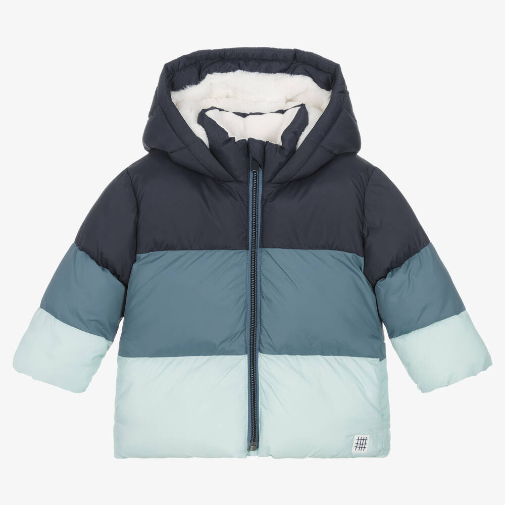 Carrément Beau - Boys Blue Hooded Puffer Jacket | Childrensalon