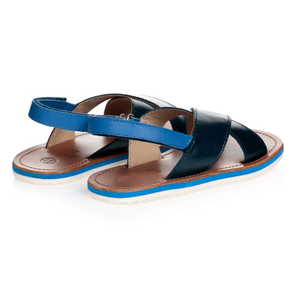 Carrément Beau-Boys Blue Leather Sandals | Childrensalon Outlet