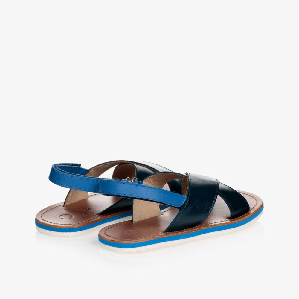 Carrément Beau-Boys Blue Leather Sandals | Childrensalon Outlet