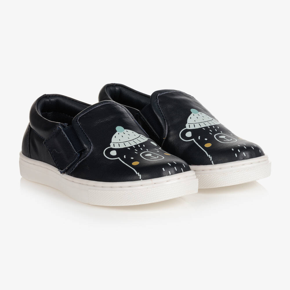 Carrément Beau - Boys Blue Leather Slip-On Shoes | Childrensalon