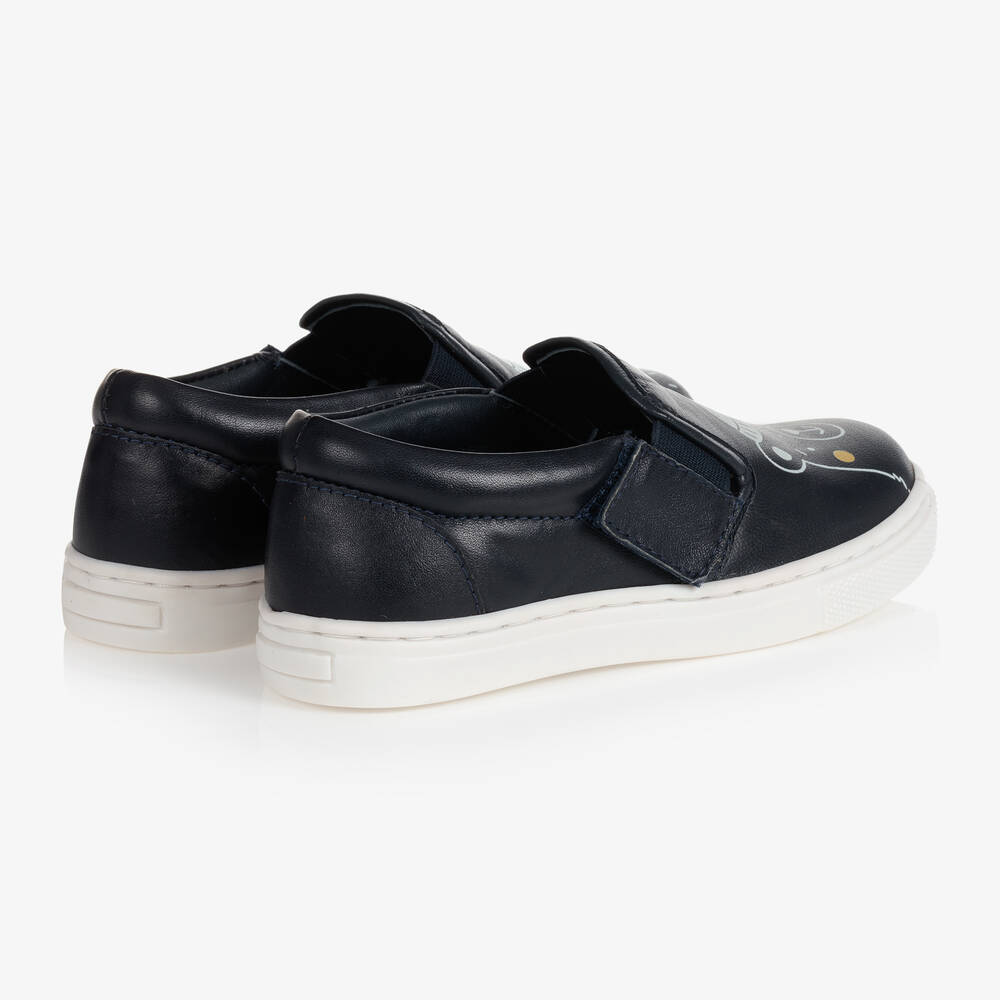 Carrément Beau-Boys Blue Leather Slip-On Shoes | Childrensalon Outlet