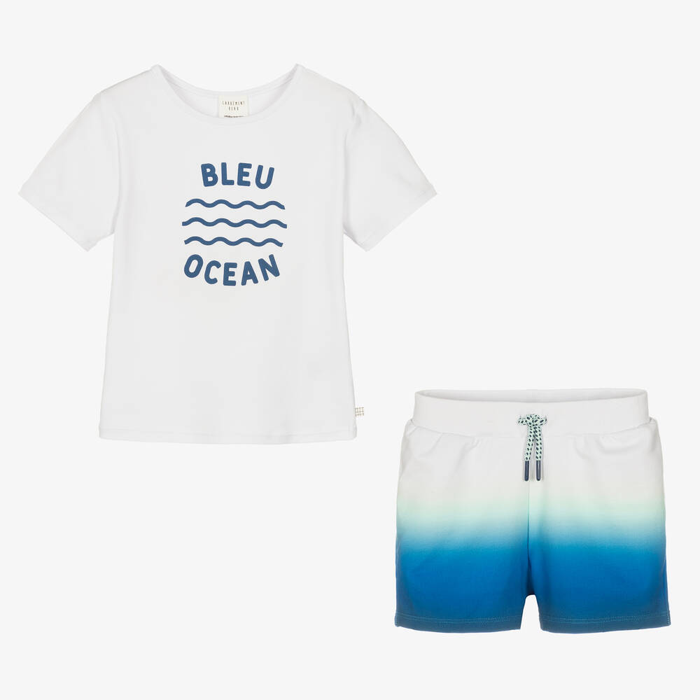 Carrément Beau-Топ и синие шорты из органического хлопка | Childrensalon Outlet