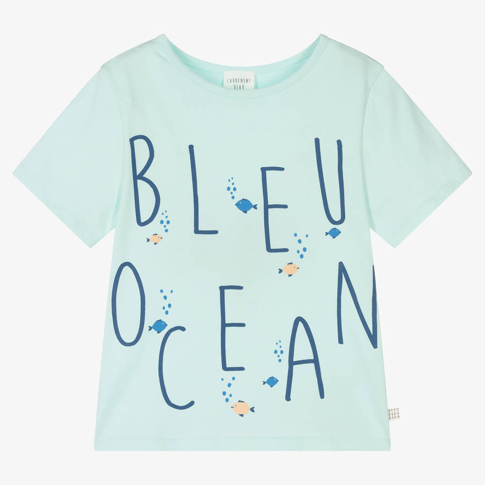 Carrément Beau - T-shirt bleu en coton bio garçon | Childrensalon