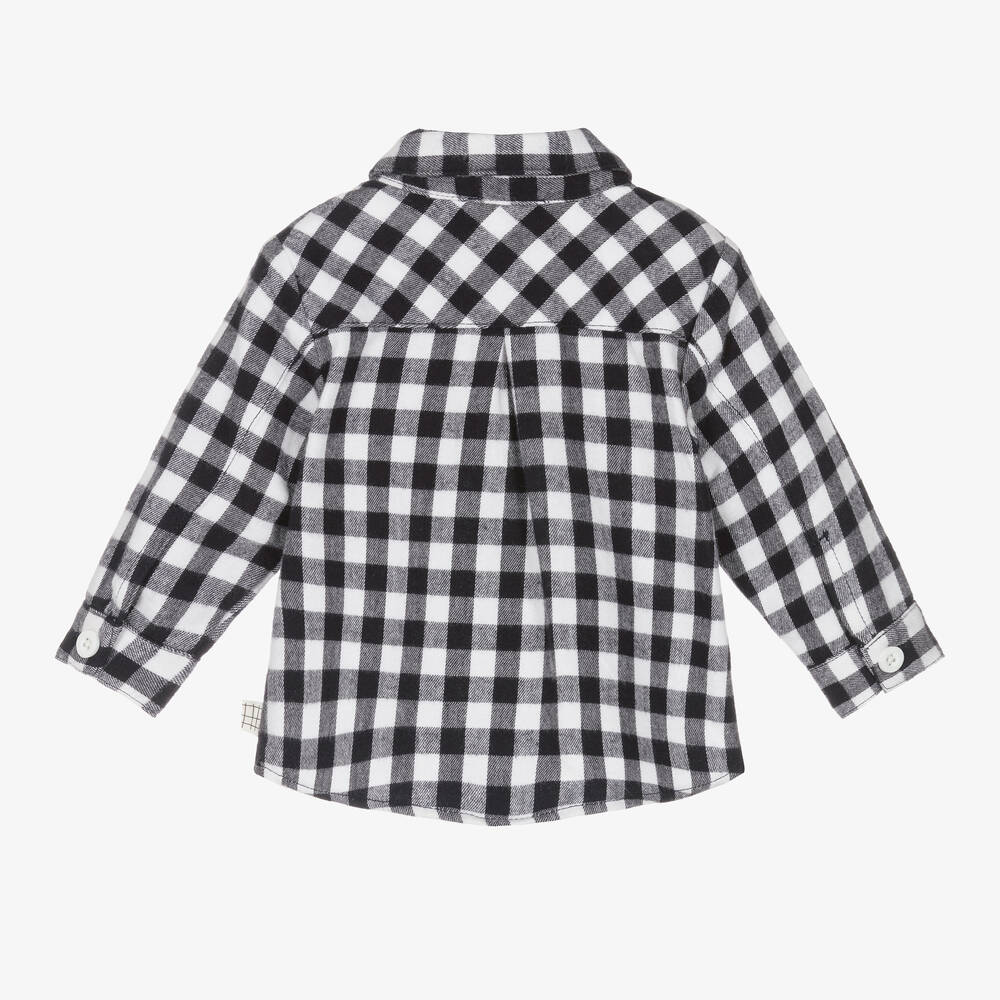 Carrément Beau-Boys Blue & White Check Cotton Shirt  | Childrensalon Outlet