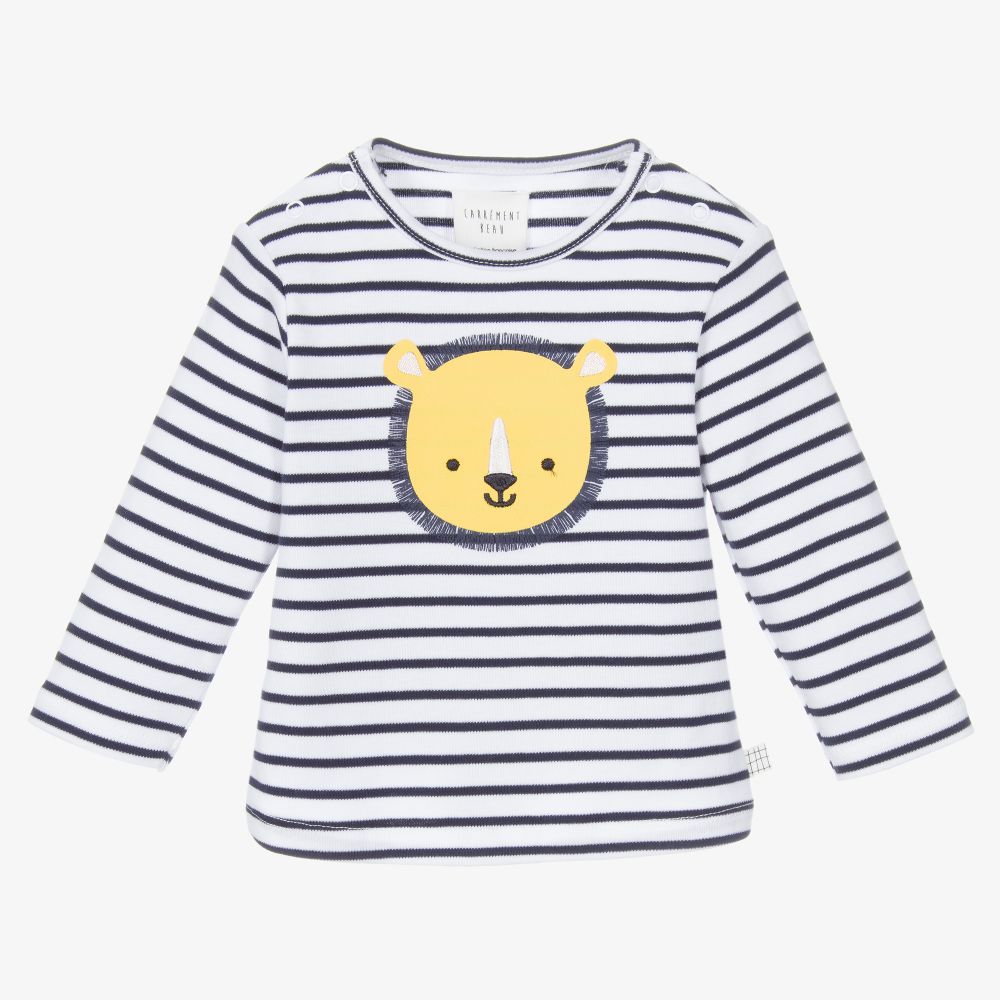 Carrément Beau-Boys Blue & White Striped Top | Childrensalon Outlet