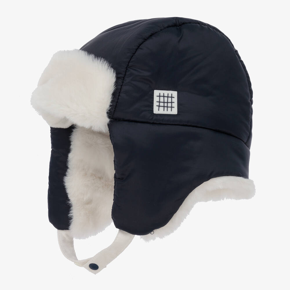 Carrément Beau - Boys Blue & White Trapper Hat | Childrensalon