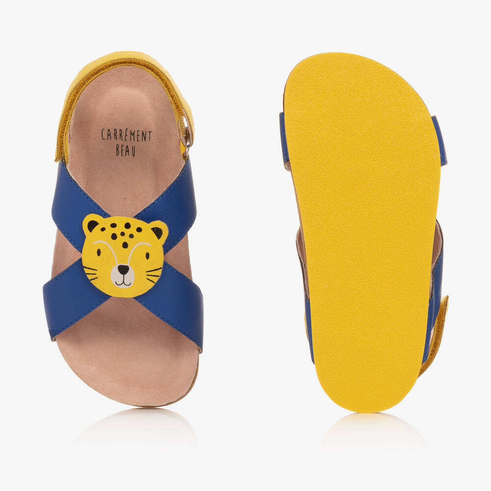 كاريمون بو-صندل جلد لون أصفر وأزرق للأولاد | Childrensalon Outlet