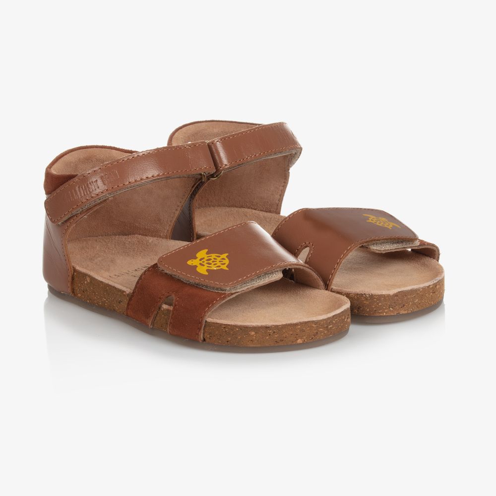 Carrément Beau - Boys Brown Leather Sandals | Childrensalon