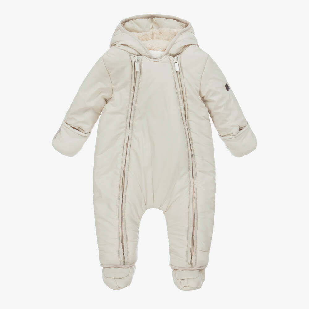 Carrément Beau-Boys Cozy Beige Hooded Snowsuit | Childrensalon Outlet