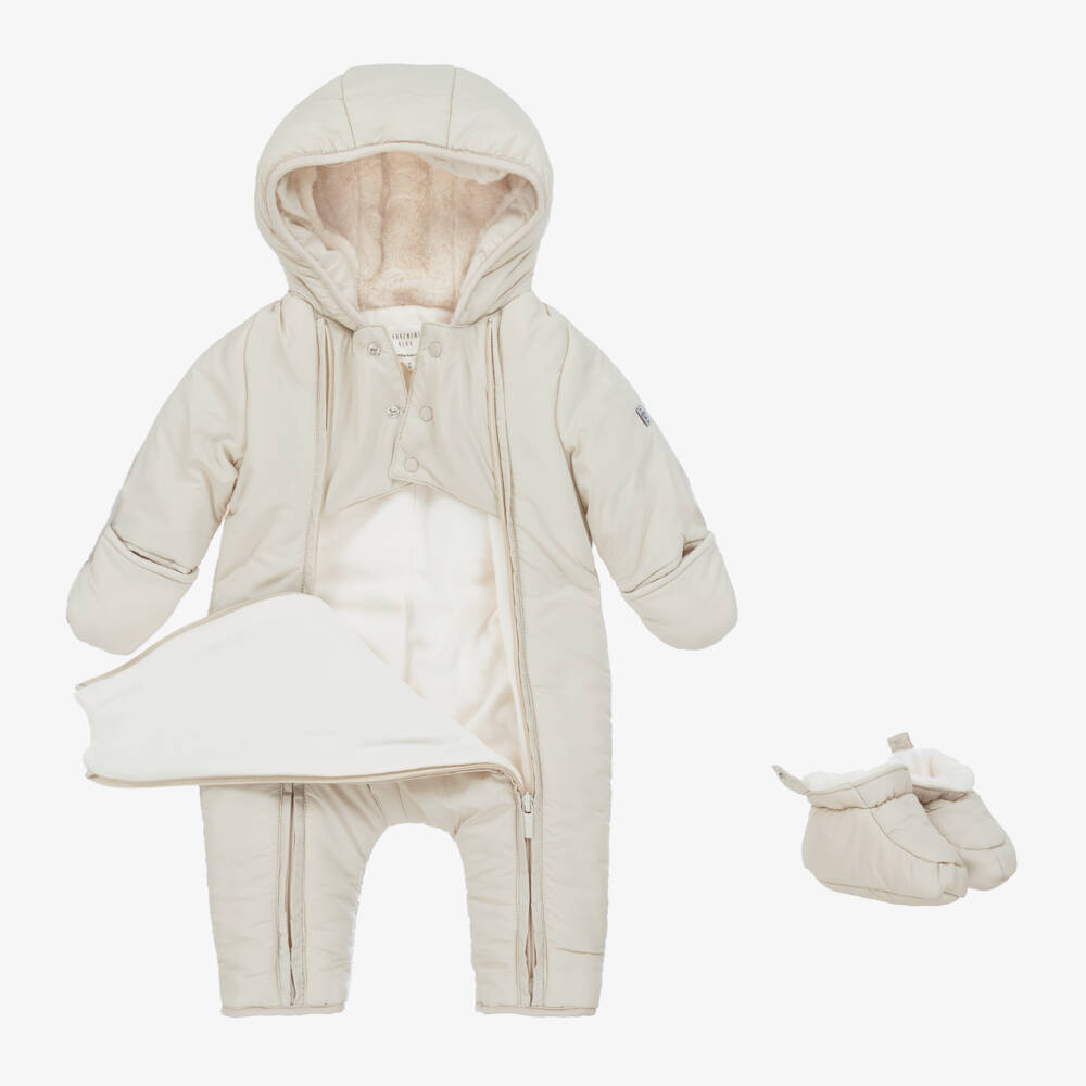 Carrément Beau-Boys Cozy Beige Hooded Snowsuit | Childrensalon Outlet
