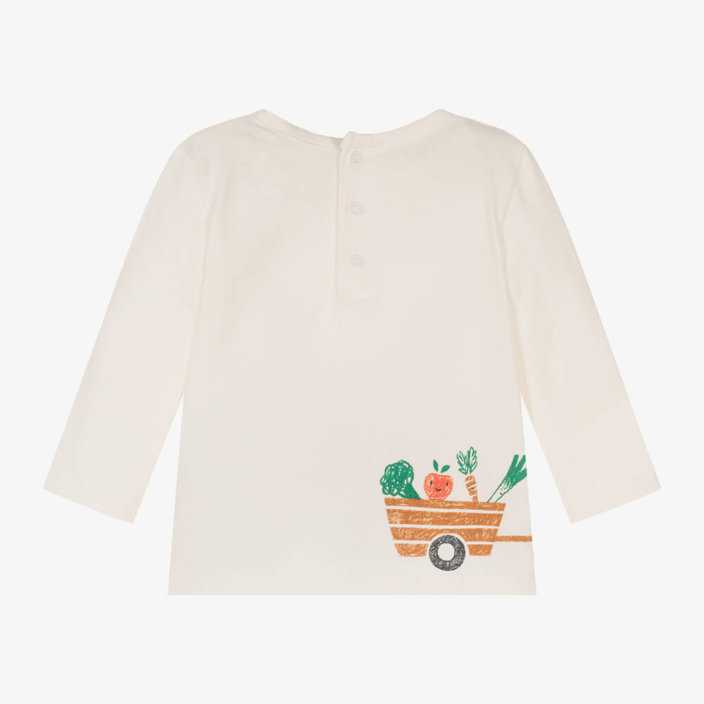 Carrément Beau-Boys Cream Tractor Cotton Tee | Childrensalon Outlet