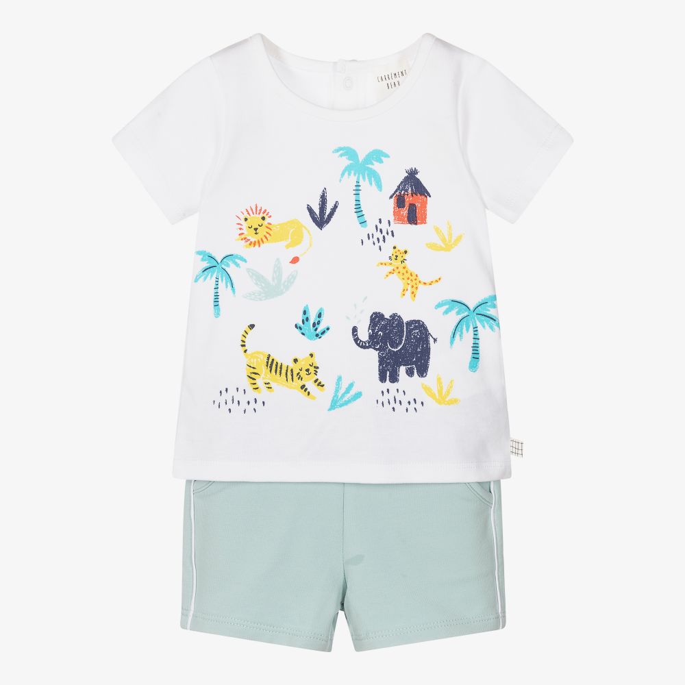 Carrément Beau - Grünes Shorts-Set mit Tieren (J) | Childrensalon