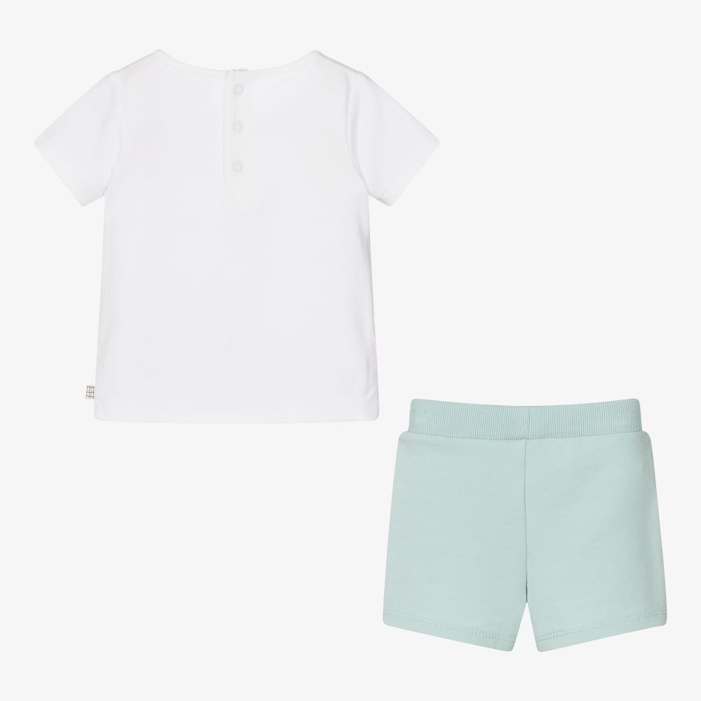 Carrément Beau-طقم شورت أطفال ولادي قطن لون أخضر وأبيض | Childrensalon Outlet