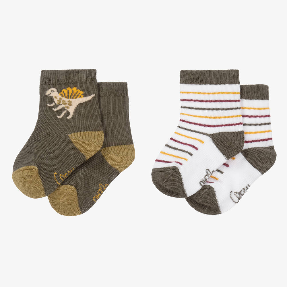 كاريمون بو-جوارب أطفال ولادي قطن محبوك لون أخضر (عدد 2) | Childrensalon Outlet