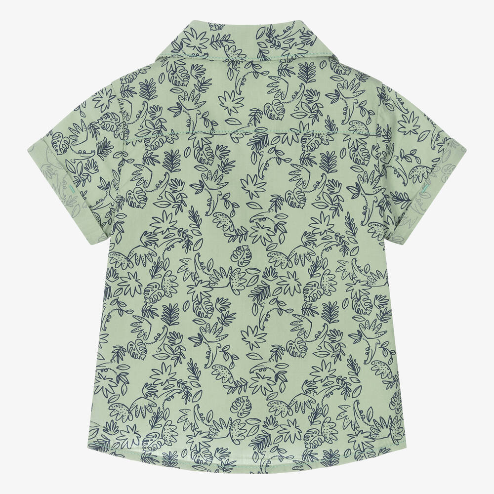 Carrément Beau-Boys Green Cotton Leaf Print Shirt | Childrensalon Outlet