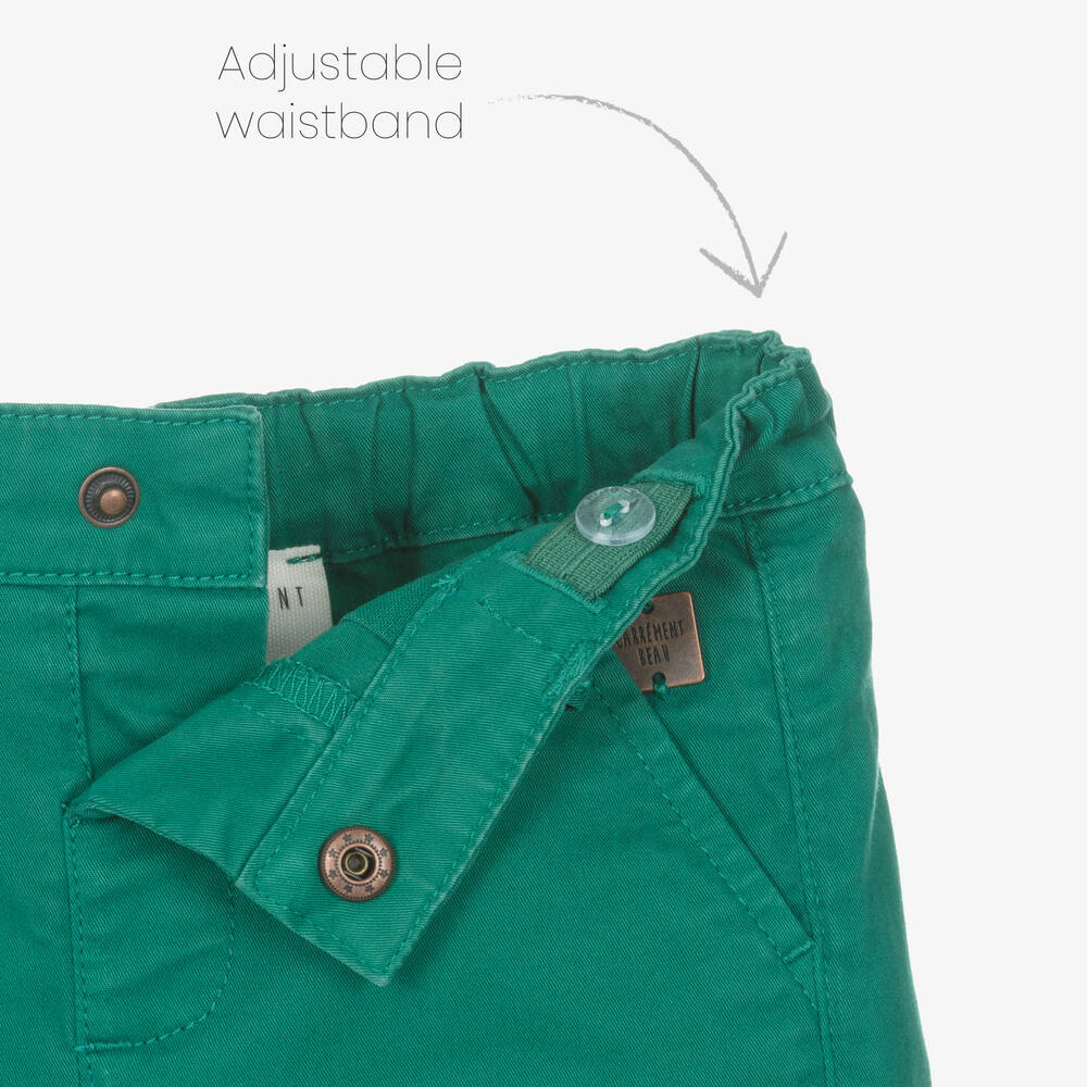 Carrément Beau-شورت قطن تويل لون أخضر للأولاد | Childrensalon Outlet