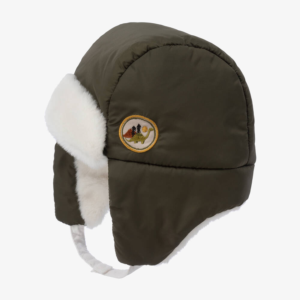 Carrément Beau-Boys Green & Ivory Trapper Hat | Childrensalon Outlet