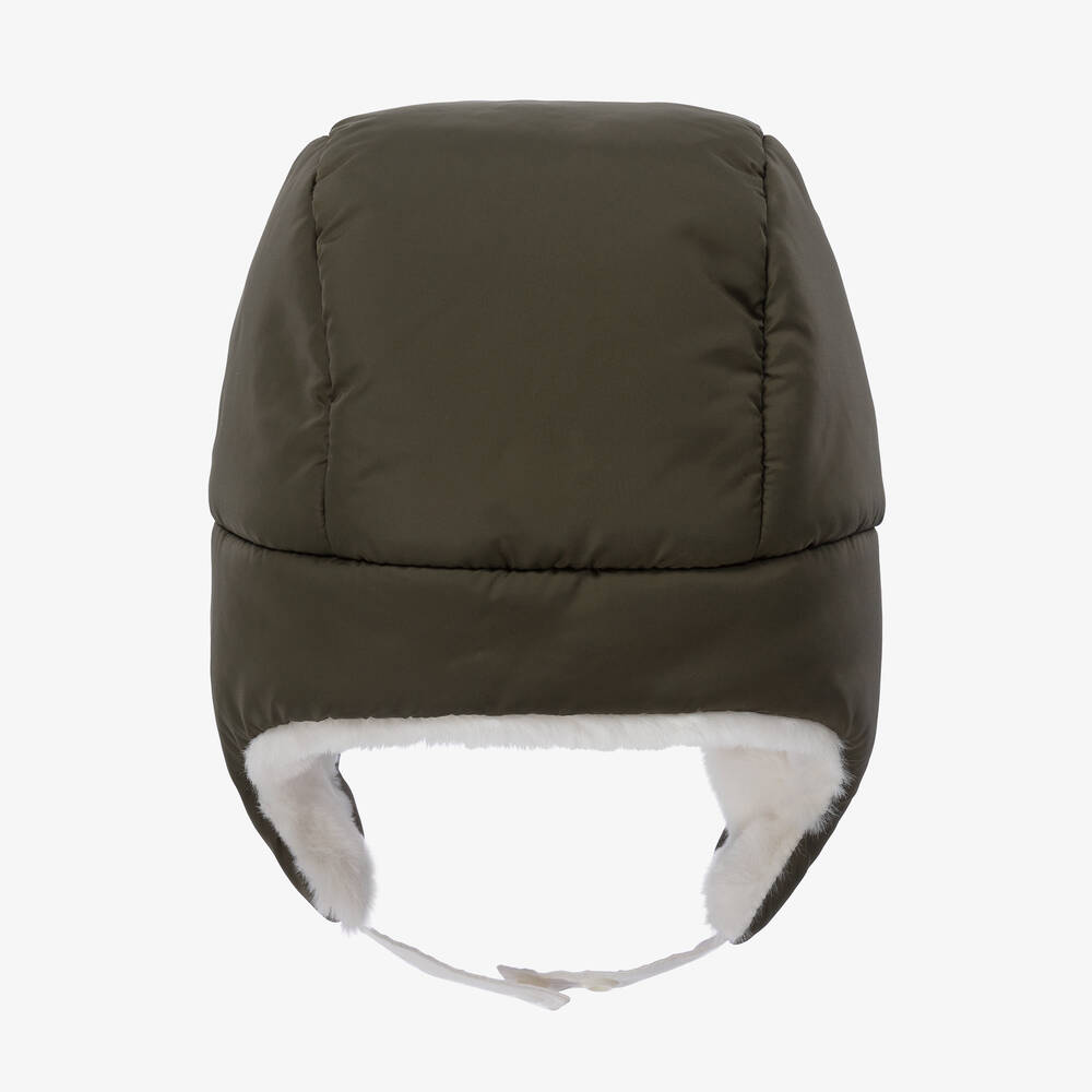 Carrément Beau-Boys Green & Ivory Trapper Hat | Childrensalon Outlet