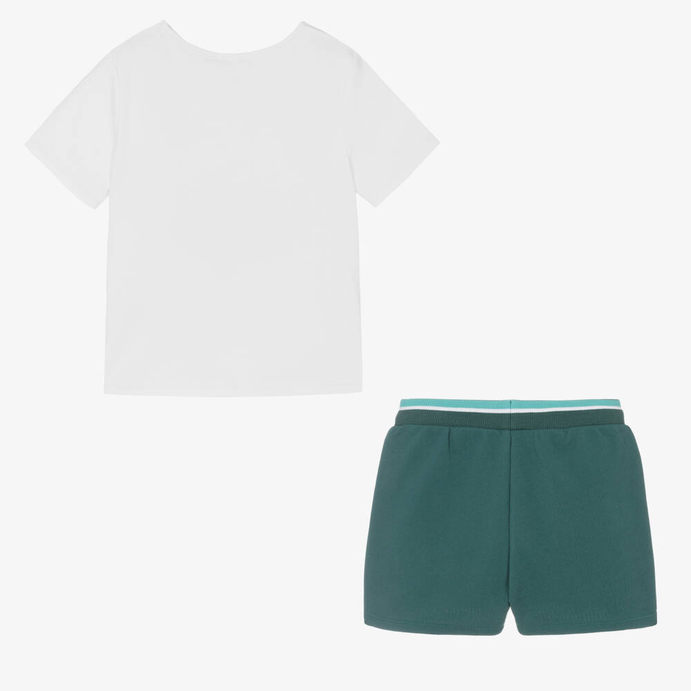 Carrément Beau-Boys Green & White Jungle Print Shorts Set | Childrensalon Outlet
