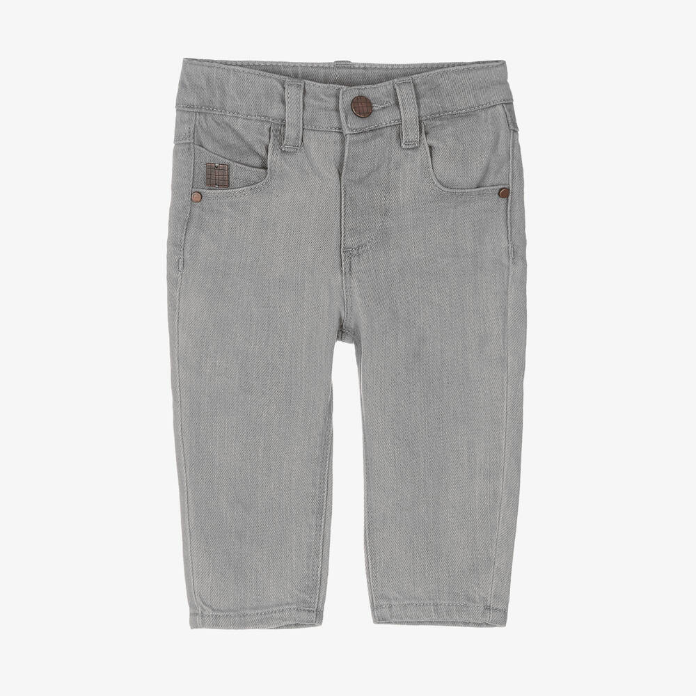 Carrément Beau - Boys Grey Cotton Denim Slim Fit Jeans | Childrensalon