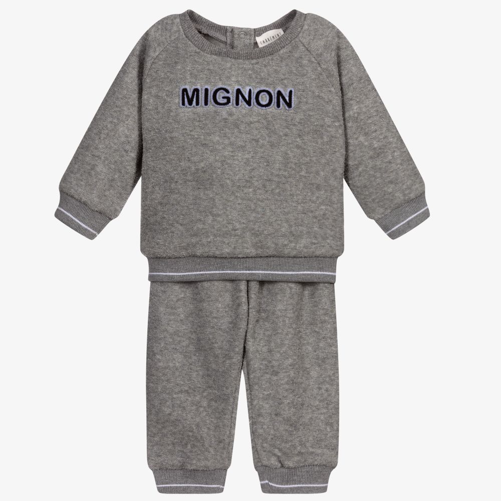 Carrément Beau - Boys Grey Fleecy Tracksuit | Childrensalon