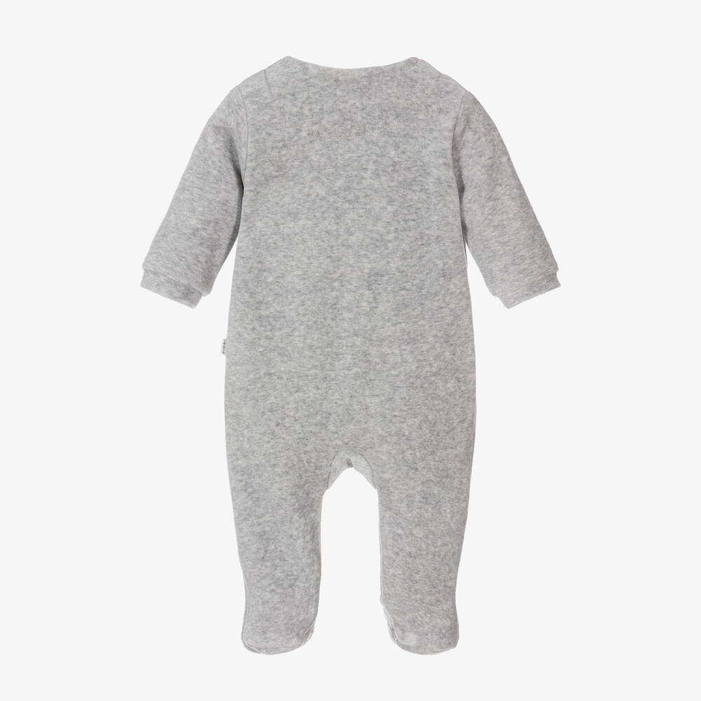Carrément Beau-Boys Grey Racoon Velour Babygrow | Childrensalon Outlet