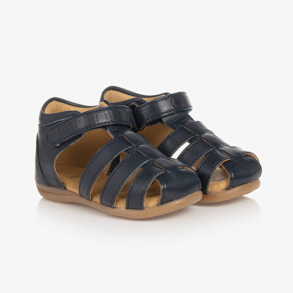 Carrément Beau - Navyblaue Ledersandalen für Jungen | Childrensalon