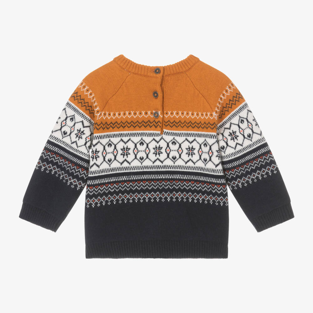 Carrément Beau-Boys Navy Fair Isle Jumper | Childrensalon Outlet