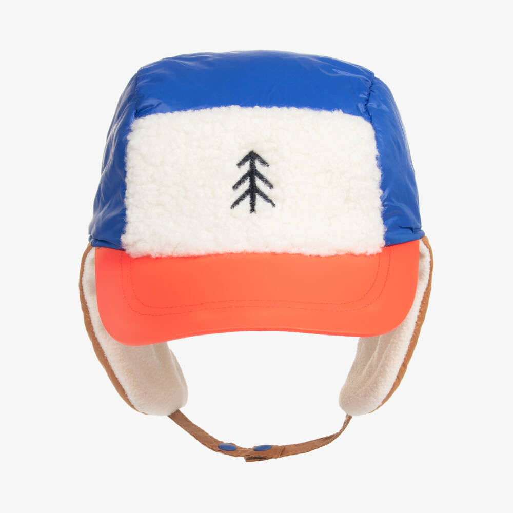 Carrément Beau-Boys Orange & Blue Fleece Cap | Childrensalon Outlet