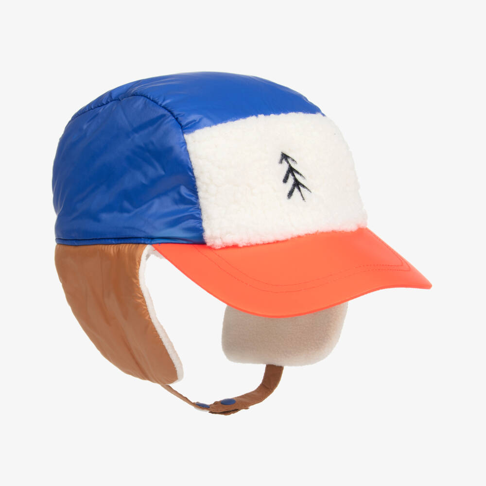 Carrément Beau-Синяя и оранжевая флисовая шапка для мальчиков | Childrensalon Outlet