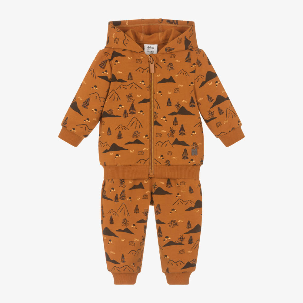 Carrément Beau-بدلة رياضية قطن عضوي لون بني برتقالي للأولاد | Childrensalon Outlet