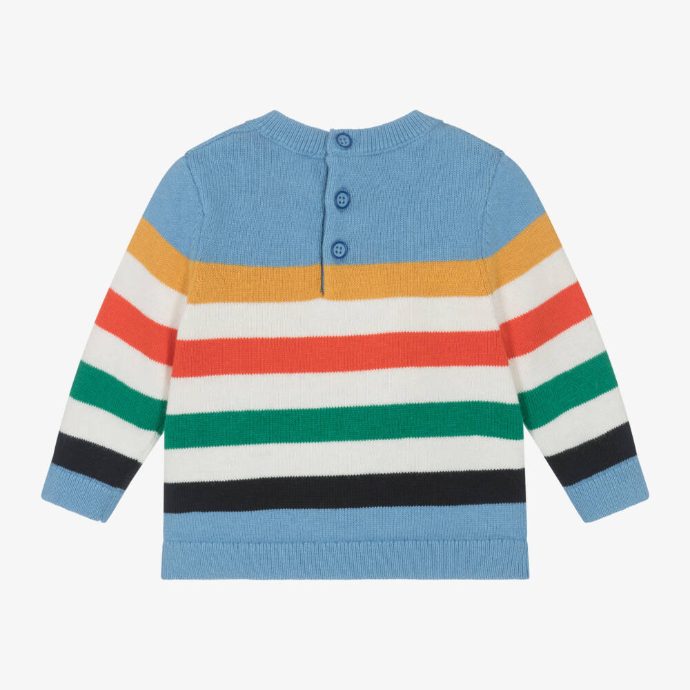 Carrément Beau-بلوفر أطفال ولادي قطن مقلم لون أزرق | Childrensalon Outlet