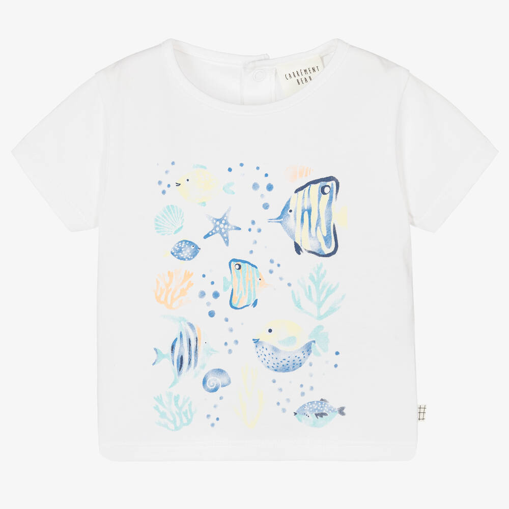Carrément Beau-تيشيرت قطن عضوي لون أبيض للأولاد | Childrensalon Outlet