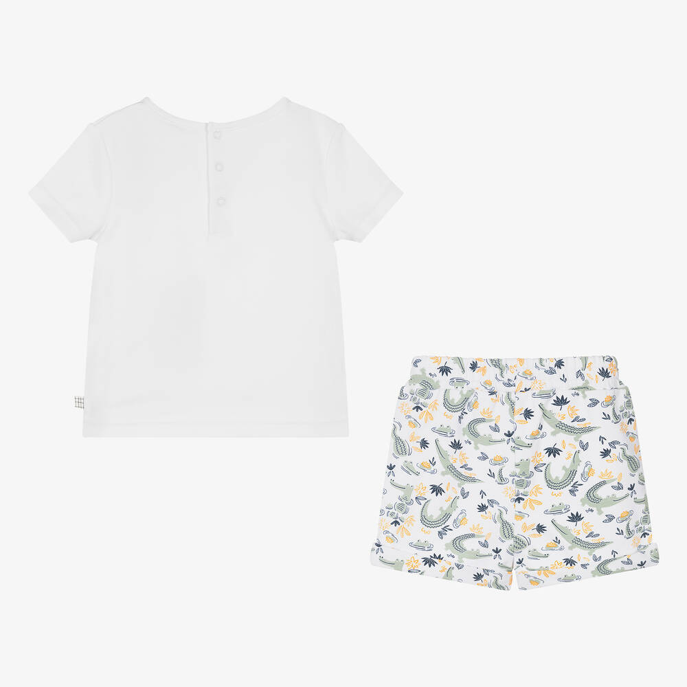 Carrément Beau-Boys White Cotton Crocodile Shorts Set | Childrensalon Outlet