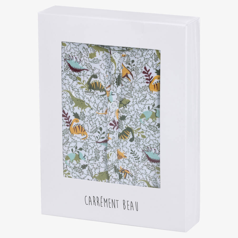 Carrément Beau-Белый хлопковый комбинезон с динозаврами | Childrensalon Outlet