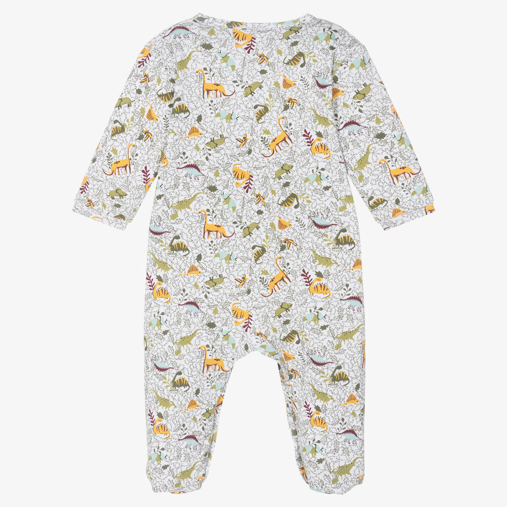 Carrément Beau-Белый хлопковый комбинезон с динозаврами | Childrensalon Outlet