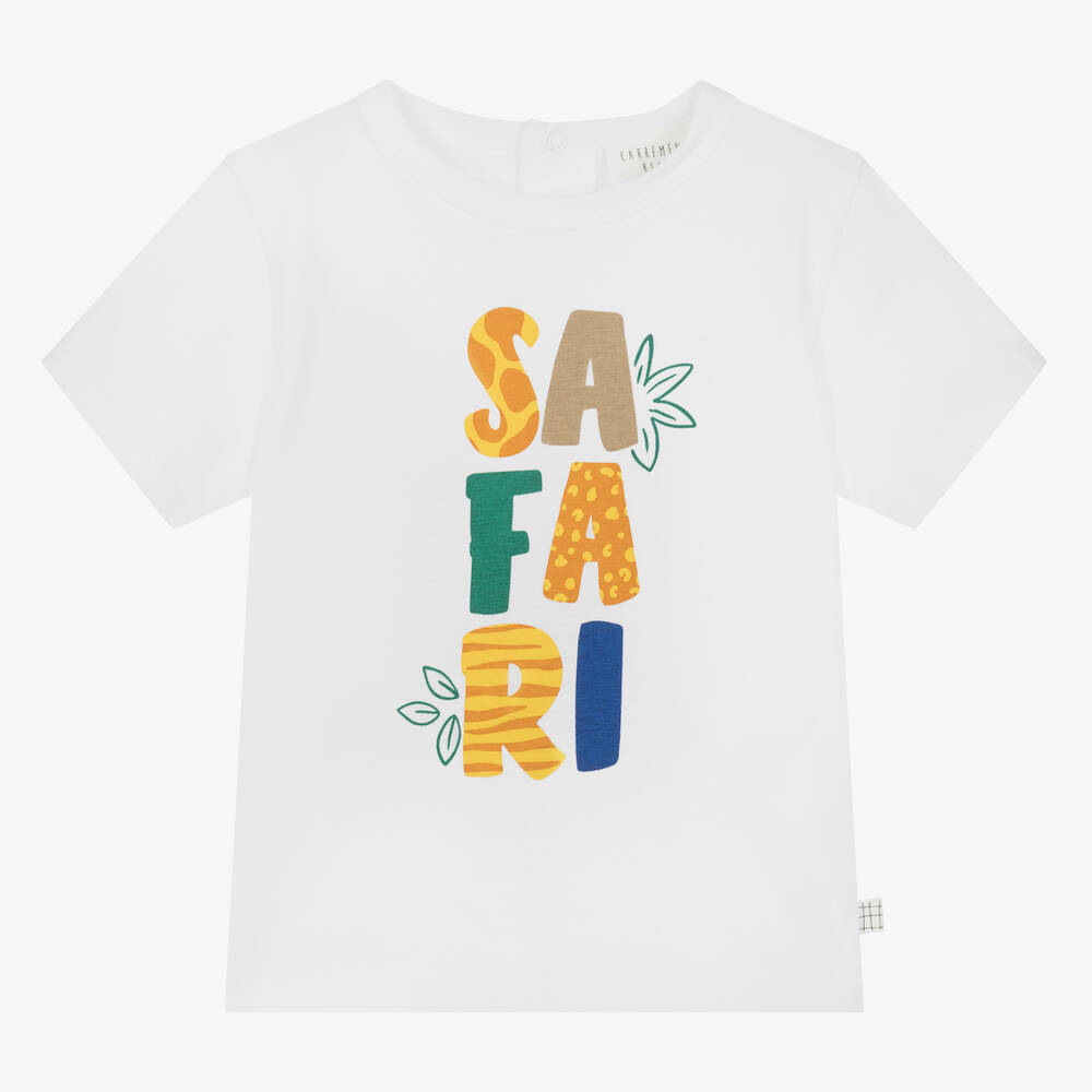 Carrément Beau-Boys White Cotton Safari T-Shirt | Childrensalon Outlet